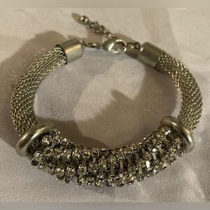 Glitzy Silver Tone Mesh Bracelet